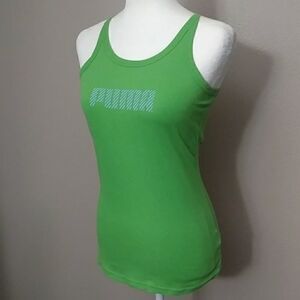 Puma Green White USPDRY Tank w/Striped Logo - M